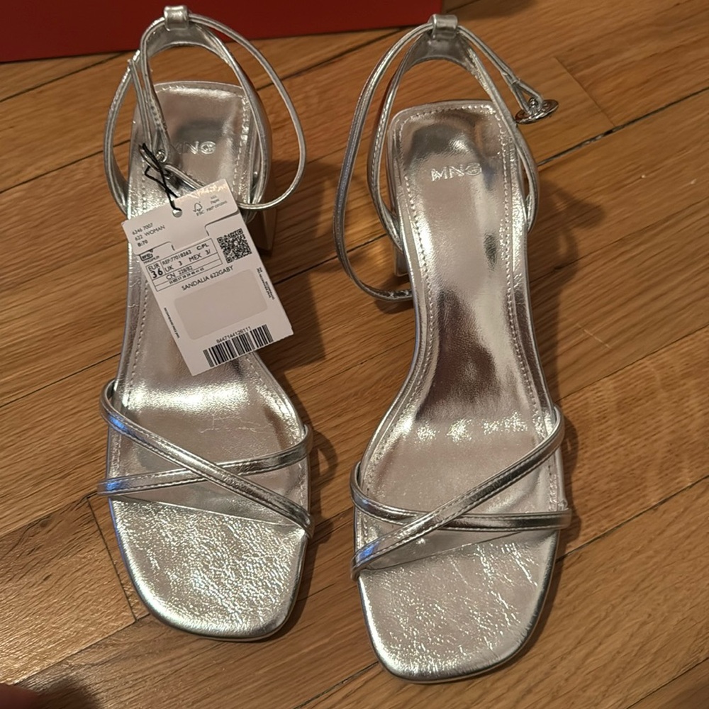 Mango Metallic Strap Sandals 6